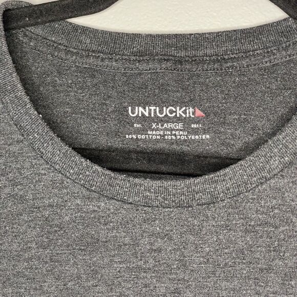 Untuckit Shirt Mens XL Gray Saxum Regular Fit Short Sleeve Crewneck Tee - Picture 2 of 7